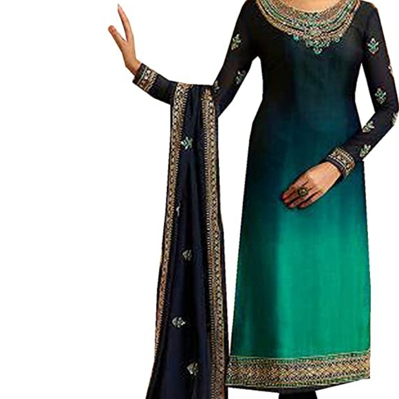 NWT Black & Green Ombre 3 piece salwar kameez - Picture 1 of 1